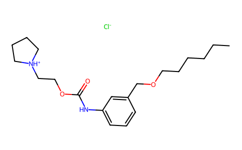 Carbanilic acid, m-((hexyloxy)methyl)-, 2-(1-pyrrolidinyl)ethyl ester, hydrochloride 80171-66-0